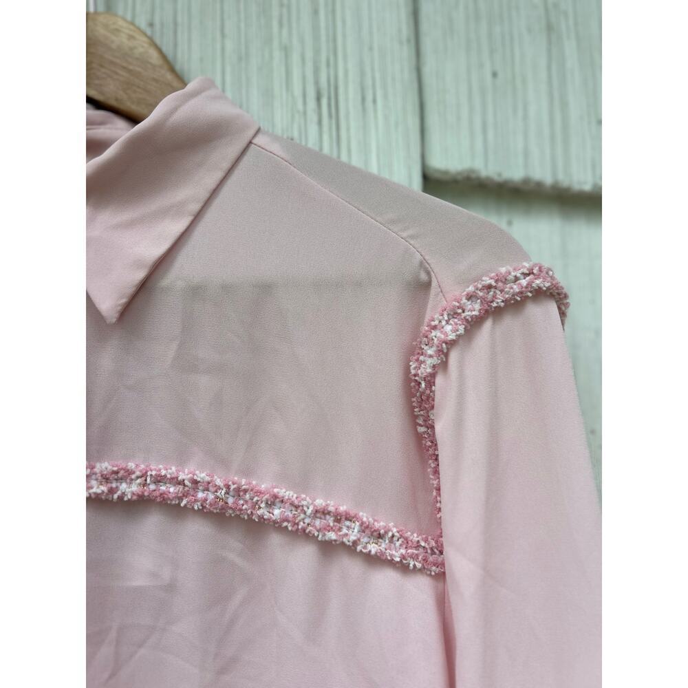 Zara Women's Long Sleeve Pink Collared Textured Combination Shirt, Size M NWT - Picture 2 of 9